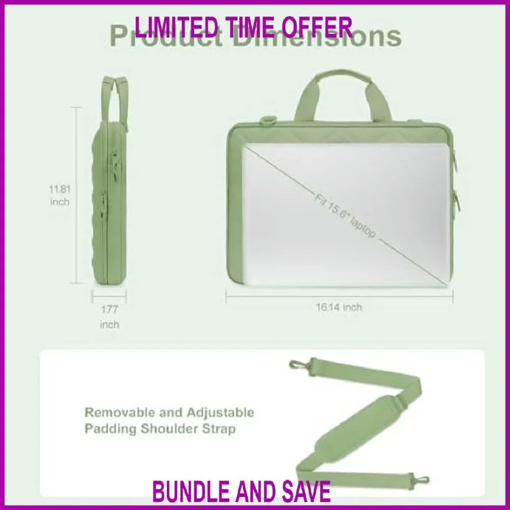 15-15.6 Inch Laptop Messenger Bag with Anti-Theft Zipper & Padded Protection